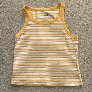 SO  Mustard and White Striped Tank Top